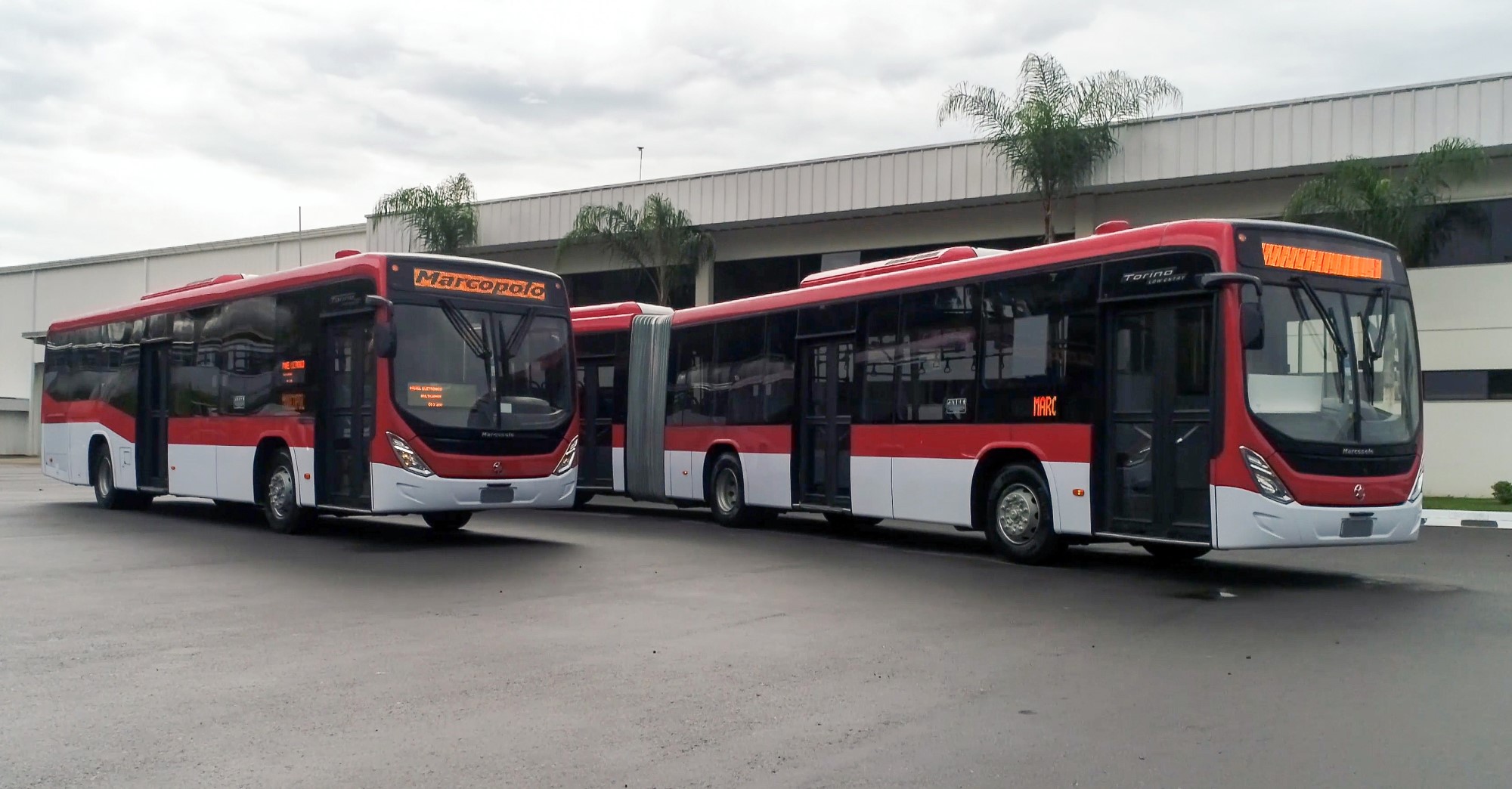 Marcopolo embarca 150 ônibus para o Chile