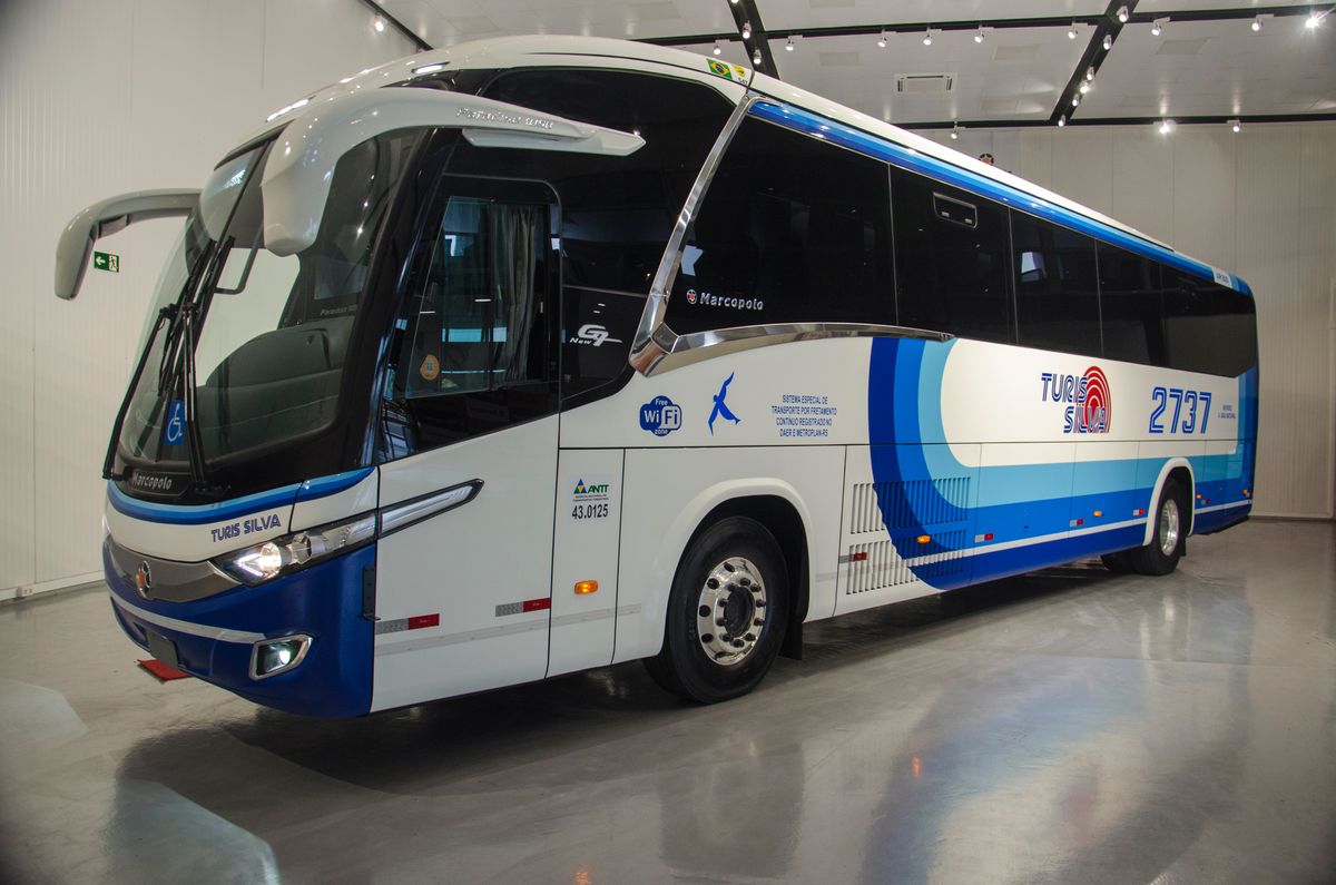 Ônibus a gás - Fretamento - Scania, Gerdau, Marcopolo, Turis Silva