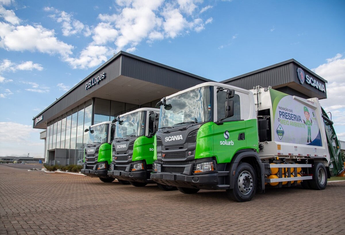 foto de caminhões Scania a gás